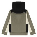 Younger Boys Green, Ivory & Black Hooded Zip Up Top, 2, hi-res