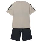 Boys Beige & Black Shorts Set , 2, hi-res