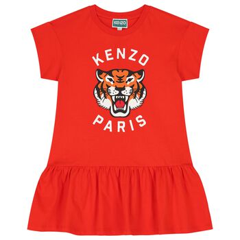 Girls Red Logo Tiger Dress