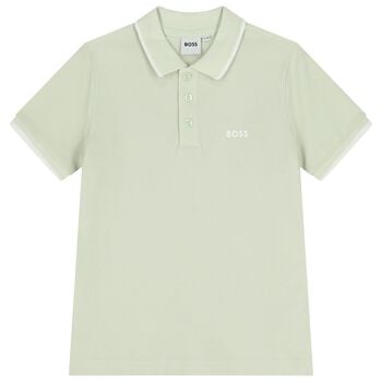 Boys Mini Me Green Logo Polo Shirt