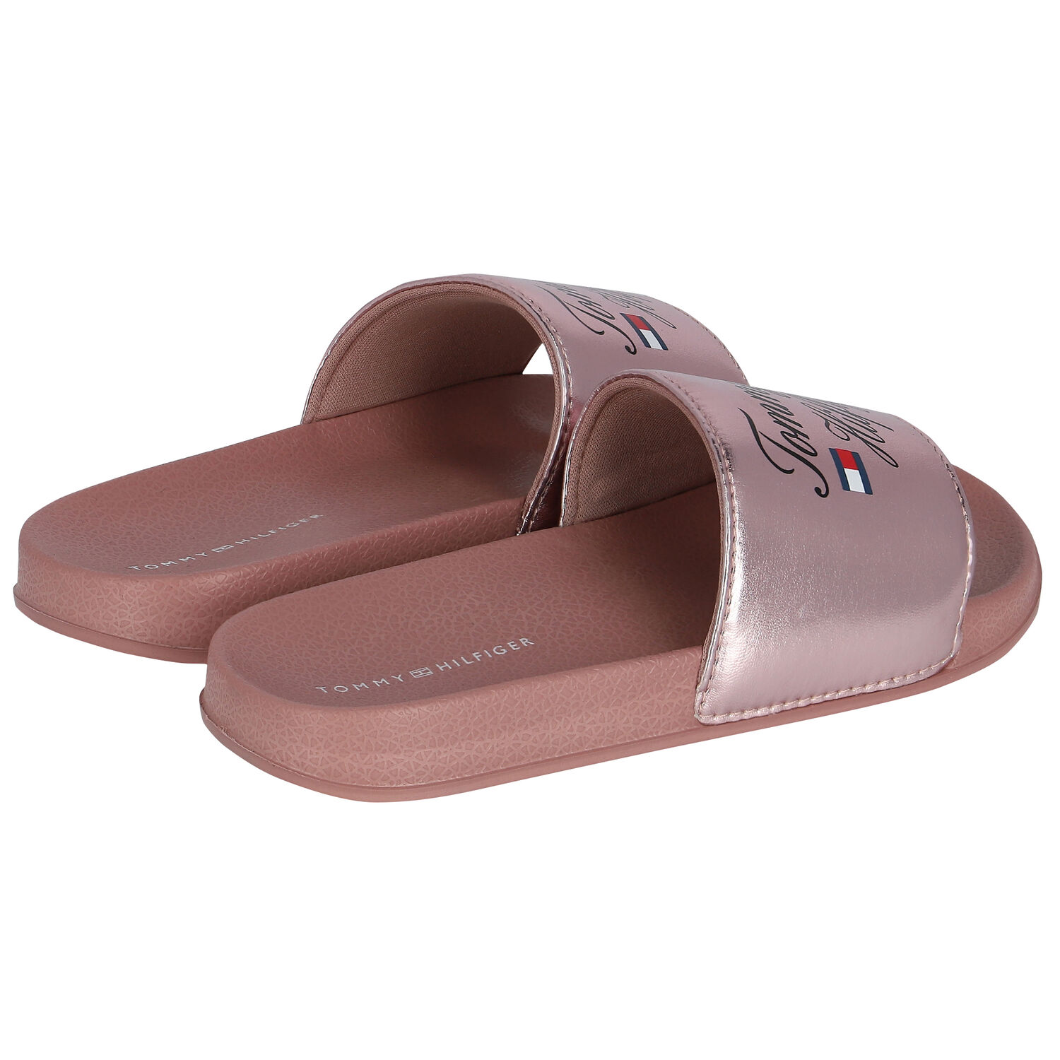 Girls Rose-Gold Logo Sliders, 1, hi-res