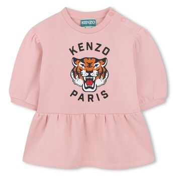 Younger Girls Pink Tiger Logo Dress
