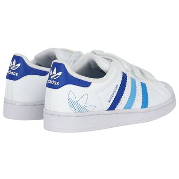 حذاء رياضي سوبر ستار باللون الأبيض والأزرق