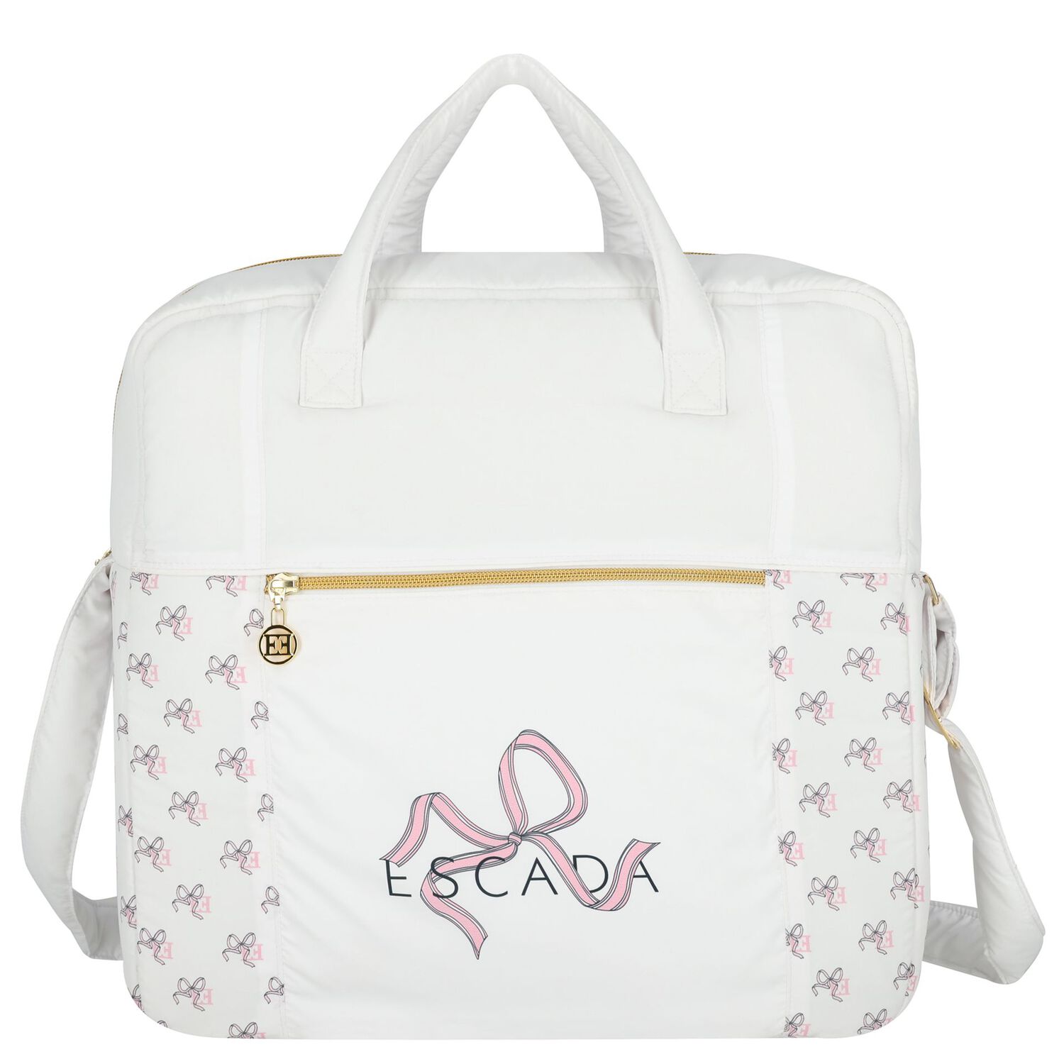 White Logo Bow Baby Changing Bag, 1, hi-res