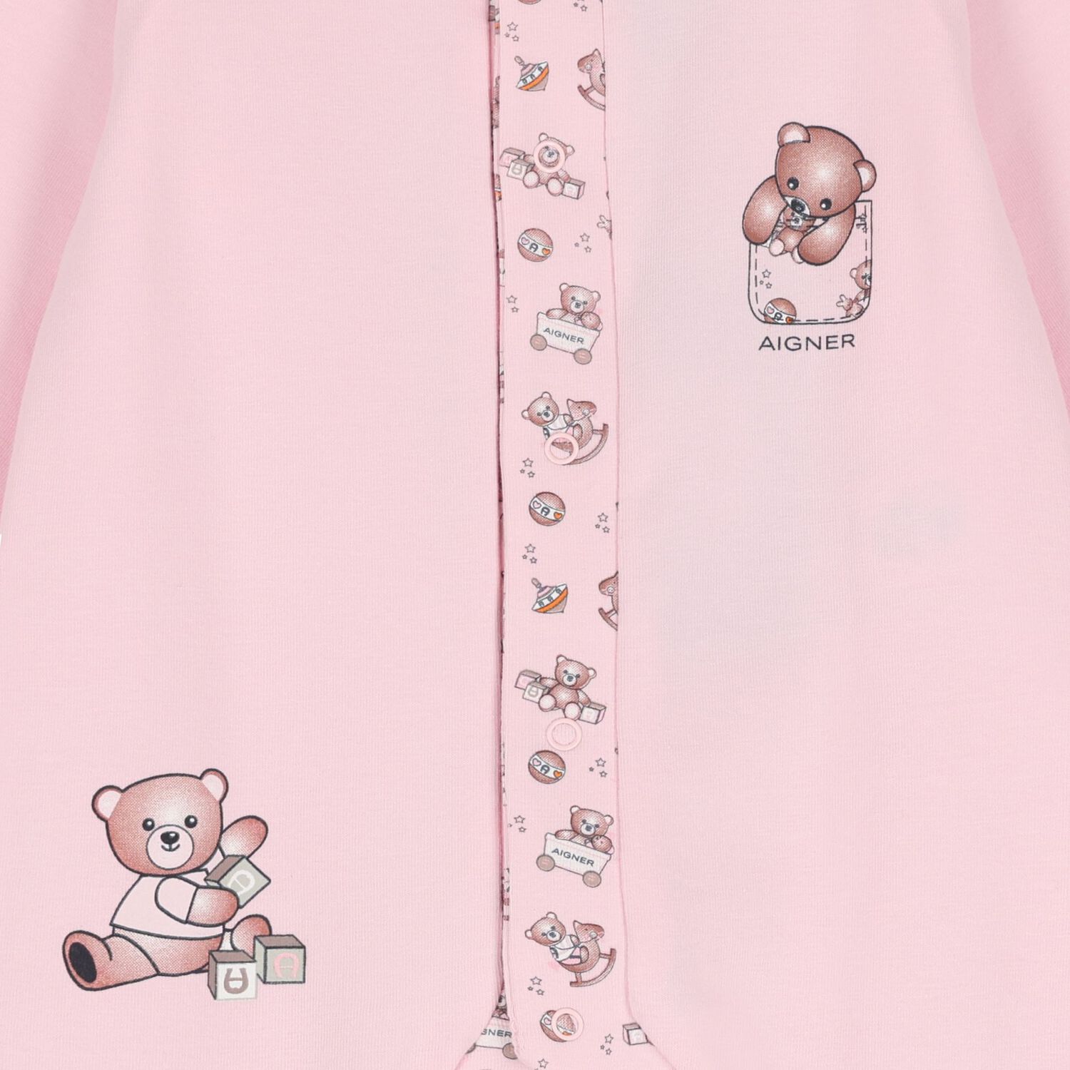 Baby Girls Pink Teddy Bear Babygrow, 3, hi-res