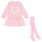 Girls Pink Heart Dress Set, 1, hi-res