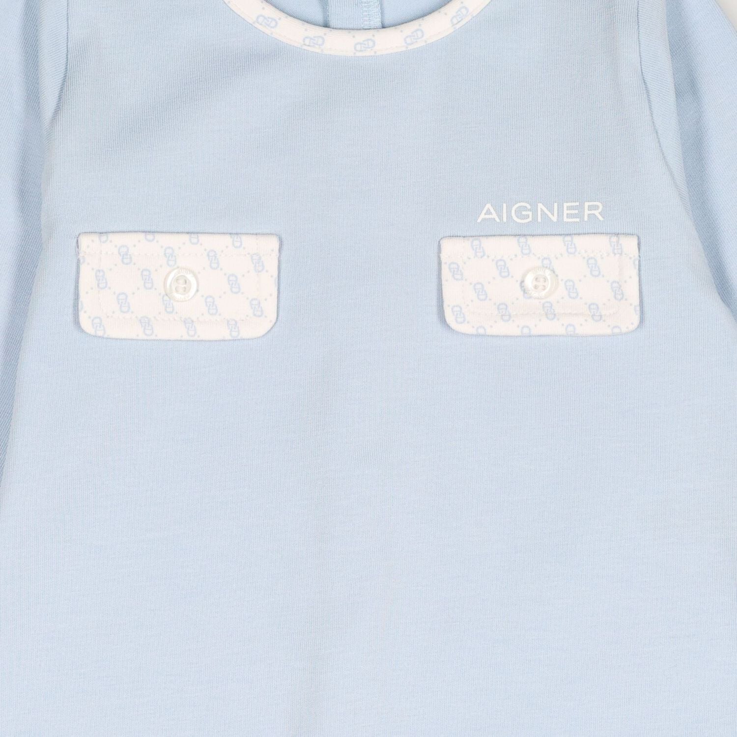 Baby Boys Blue Logo Babygrow, 1, hi-res