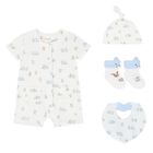 Baby Boys Blue Romper Gift Set, 2, hi-res