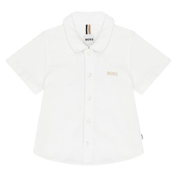Younger Boys White Logo Shirt