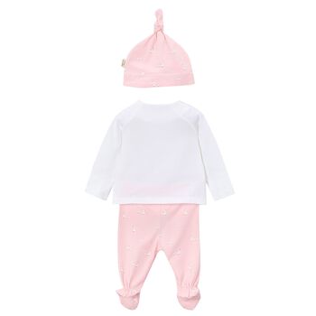 Baby Girls White & Pink 2 Piece Babygrow Set