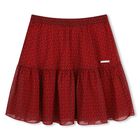 Girls Red Logo Chiffon Skirt, 1, hi-res