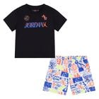 Boys Black & White Jordan Logo Shorts Set, 1, hi-res