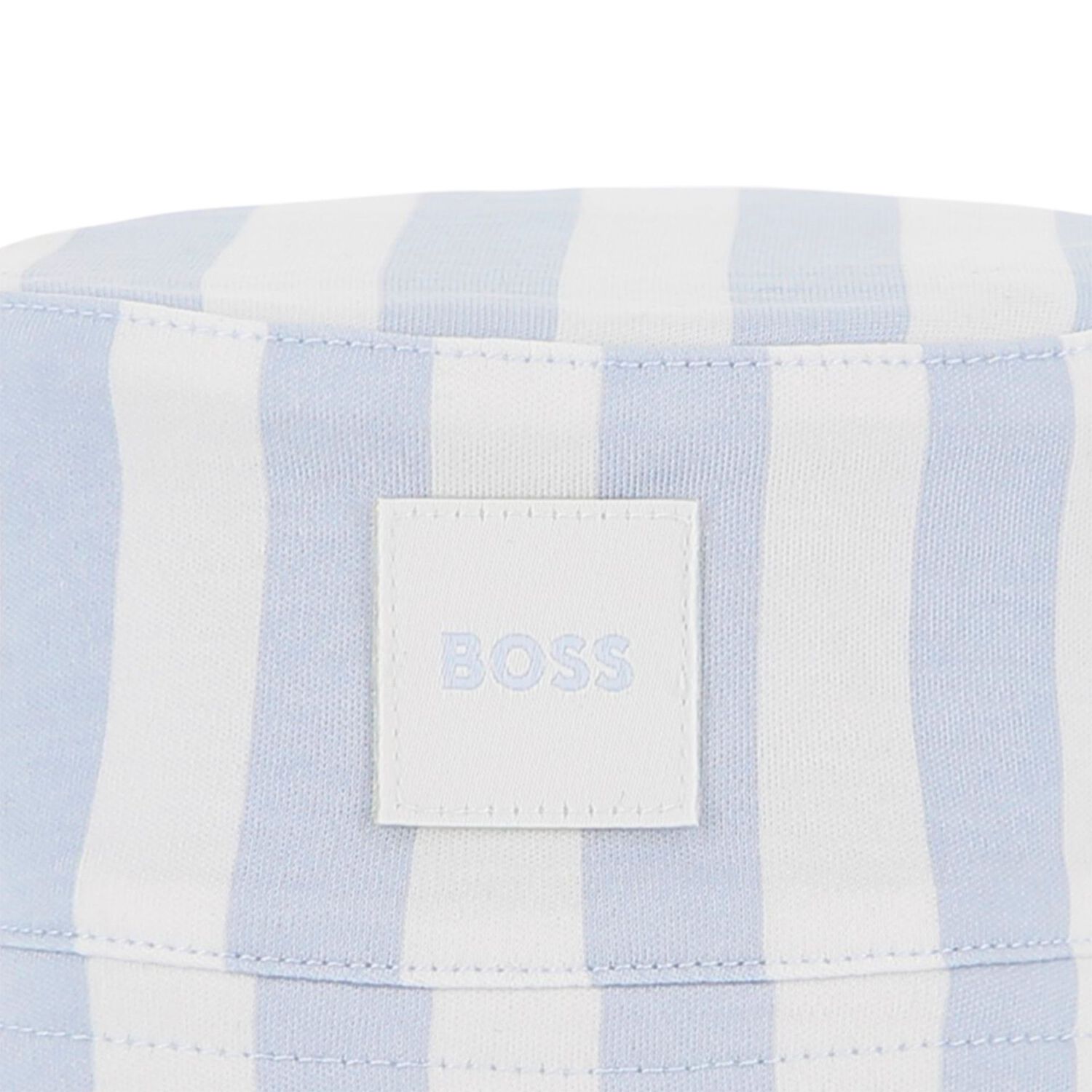 Baby Boys Blue & White Striped Logo Reversible Hat, 1, hi-res