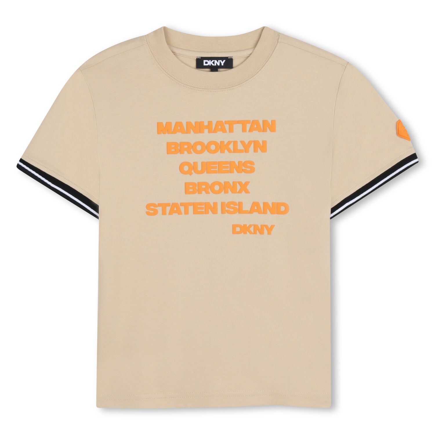 تيشيرت اولاد بالشعار باللون البيج , 1, hi-res