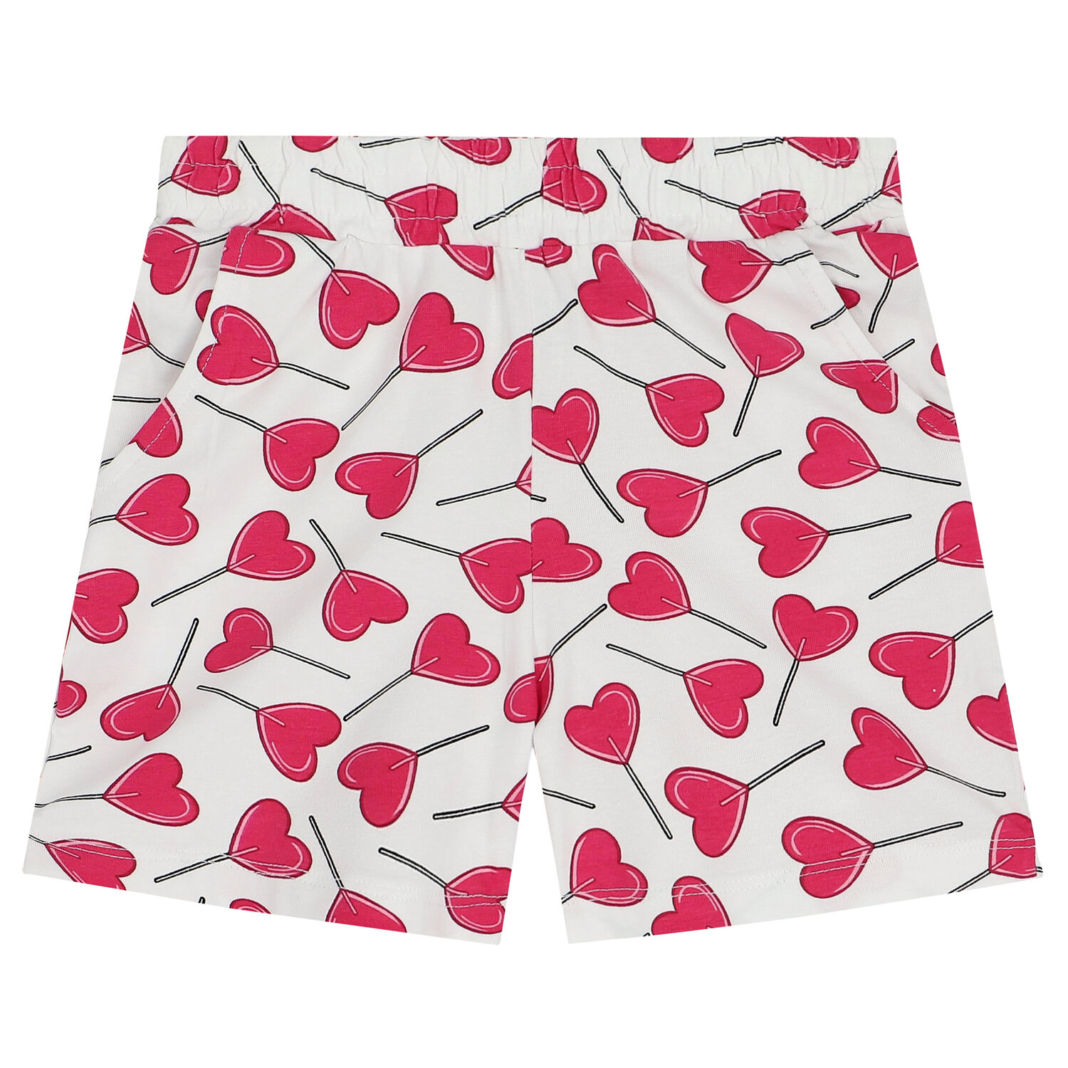 طقم بنات شورت و تيشيرت باللون الابيض و الوردي , 1, hi-res