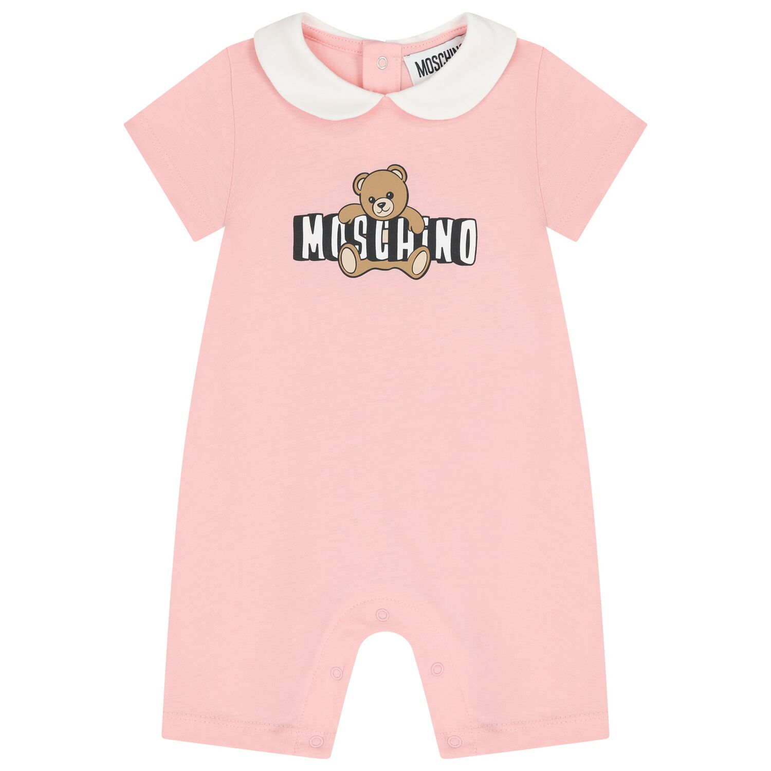 Baby Girls Pink Teddy Bear Logo Romper, 4, hi-res