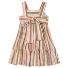 Girls Orange, Beige & Green Striped Dress, 2, hi-res