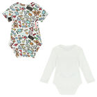 بودى سوت أولاد بالشعار باللون الابيض (2 قطع), 1, hi-res