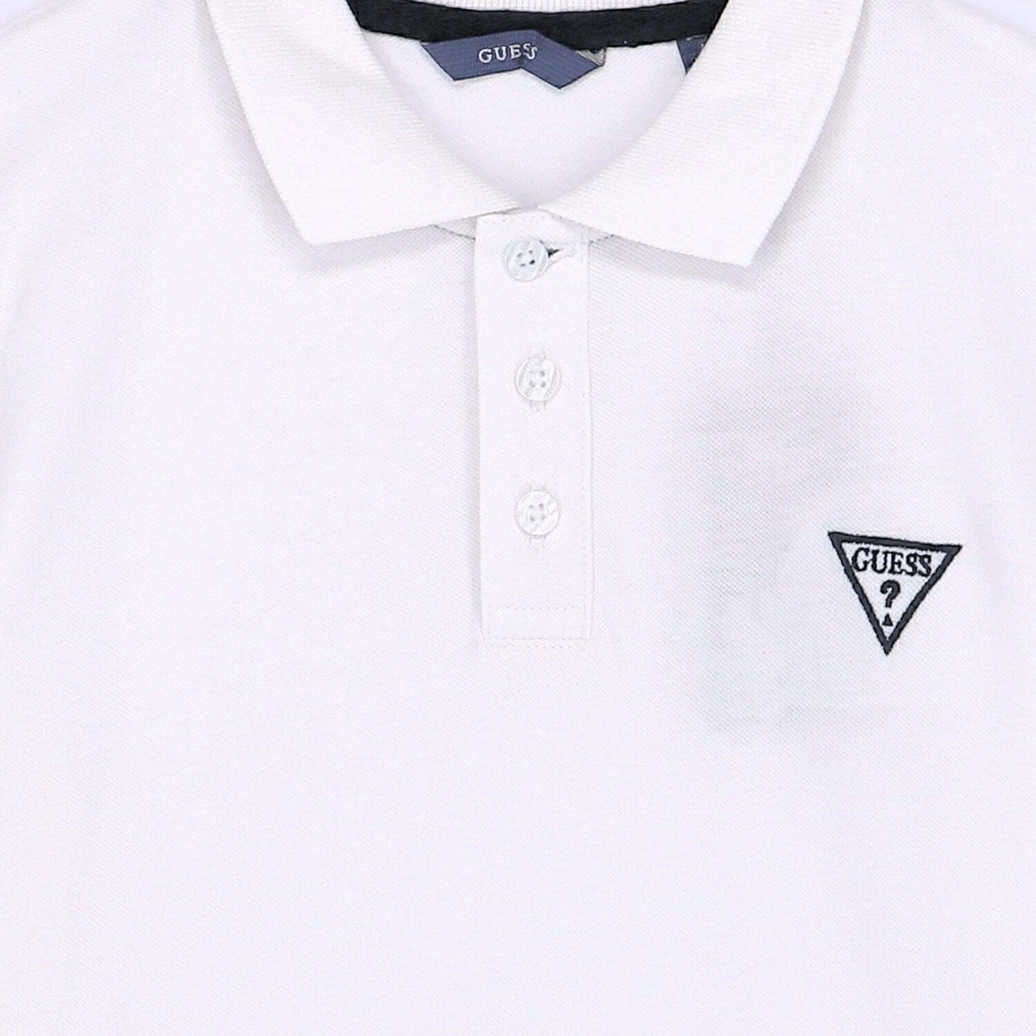 Boys White Logo Polo Shirt, 1, hi-res