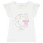 طقم تنورة بنات بالزهور باللون الابيض والوردى, 1, hi-res