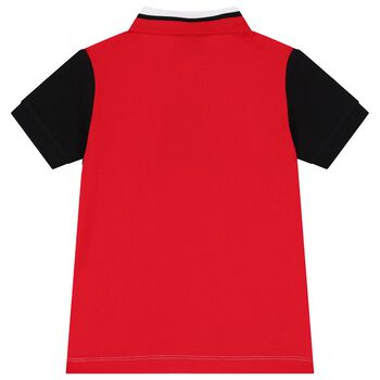 Boys White & Red Logo Polo Shirt