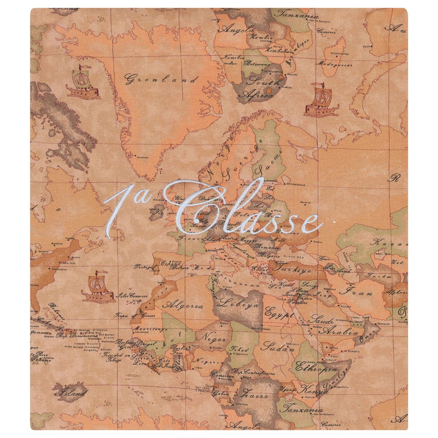 طقم هدايا ملابس أطفال للأولاد الصغار بطبعة خريطة جغرافية باللونين البيج والأزرق, 1, hi-res