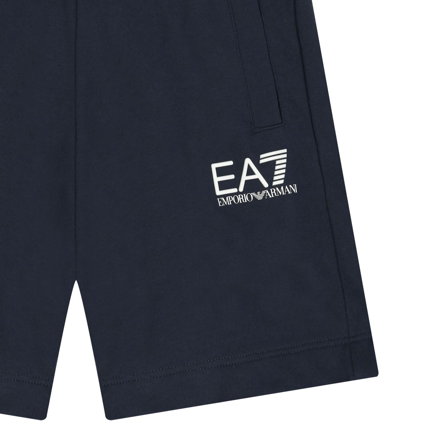 Boys Navy Blue Logo Shorts, 3, hi-res