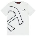 Boys White & Navy Blue Logo Shorts Set, 1, hi-res