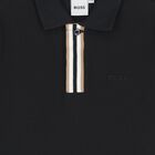 Boys Black Logo Long Sleeve Polo Shirt, 1, hi-res