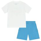 Boys Ivory & Blue Shorts Set, 1, hi-res