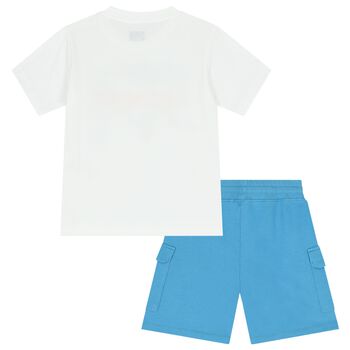 Boys Ivory & Blue Shorts Set