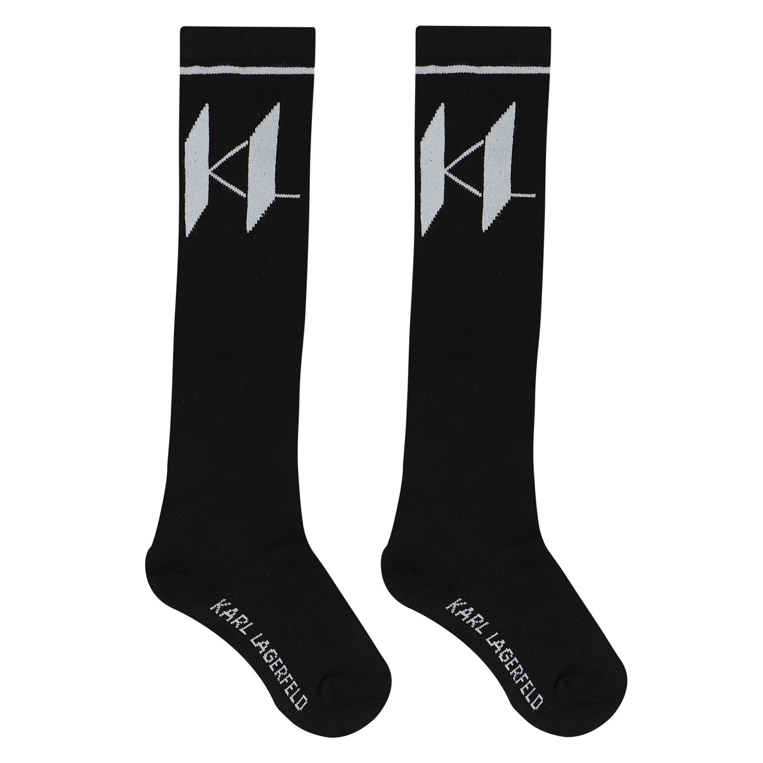 Girls Black Logo Socks, 1, hi-res