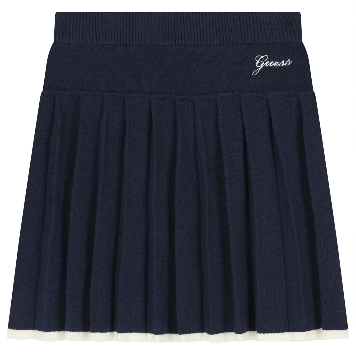 Girls Ivory & Navy Blue Logo Knit Skirt Set, 1, hi-res