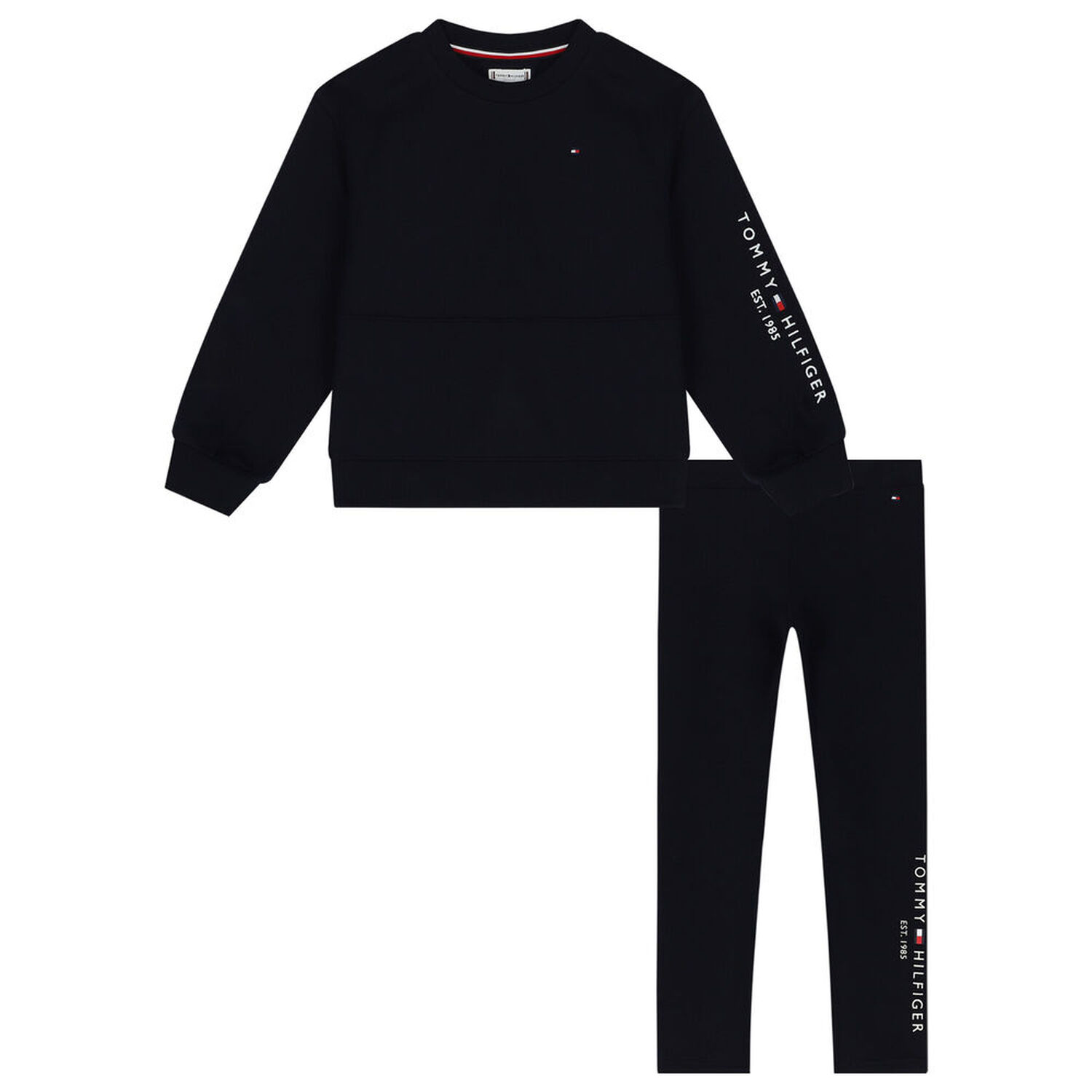 طقم ليغينز بنات بالشعار باللون الكحلى, 1, hi-res