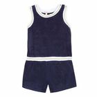 Girls Navy Blue Playsuit, 1, hi-res