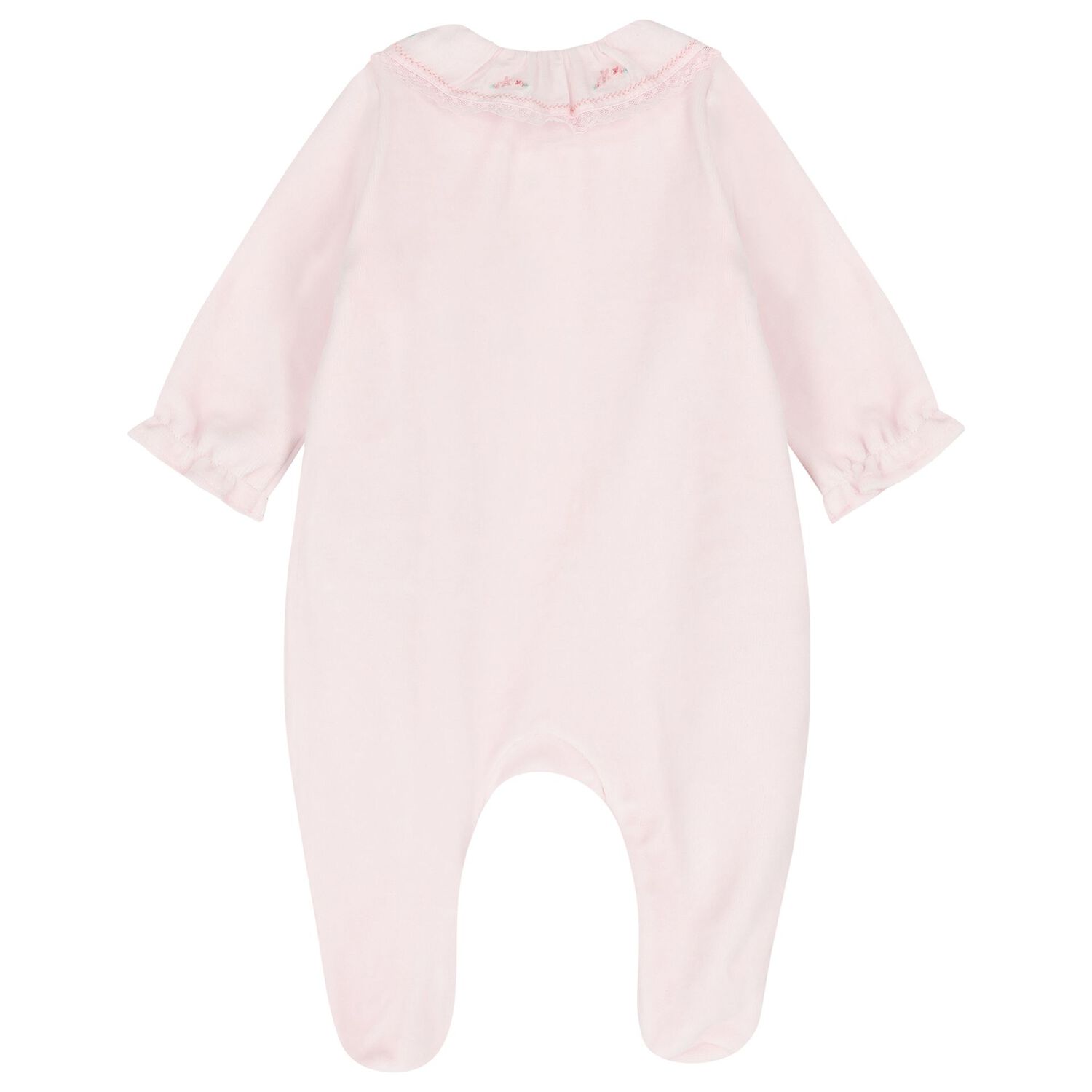 Baby Girls Pink Embroidered Collar Babygrow, 2, hi-res