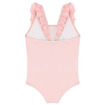 Younger Girls Pink Teddy Bear Logo Swimsuit