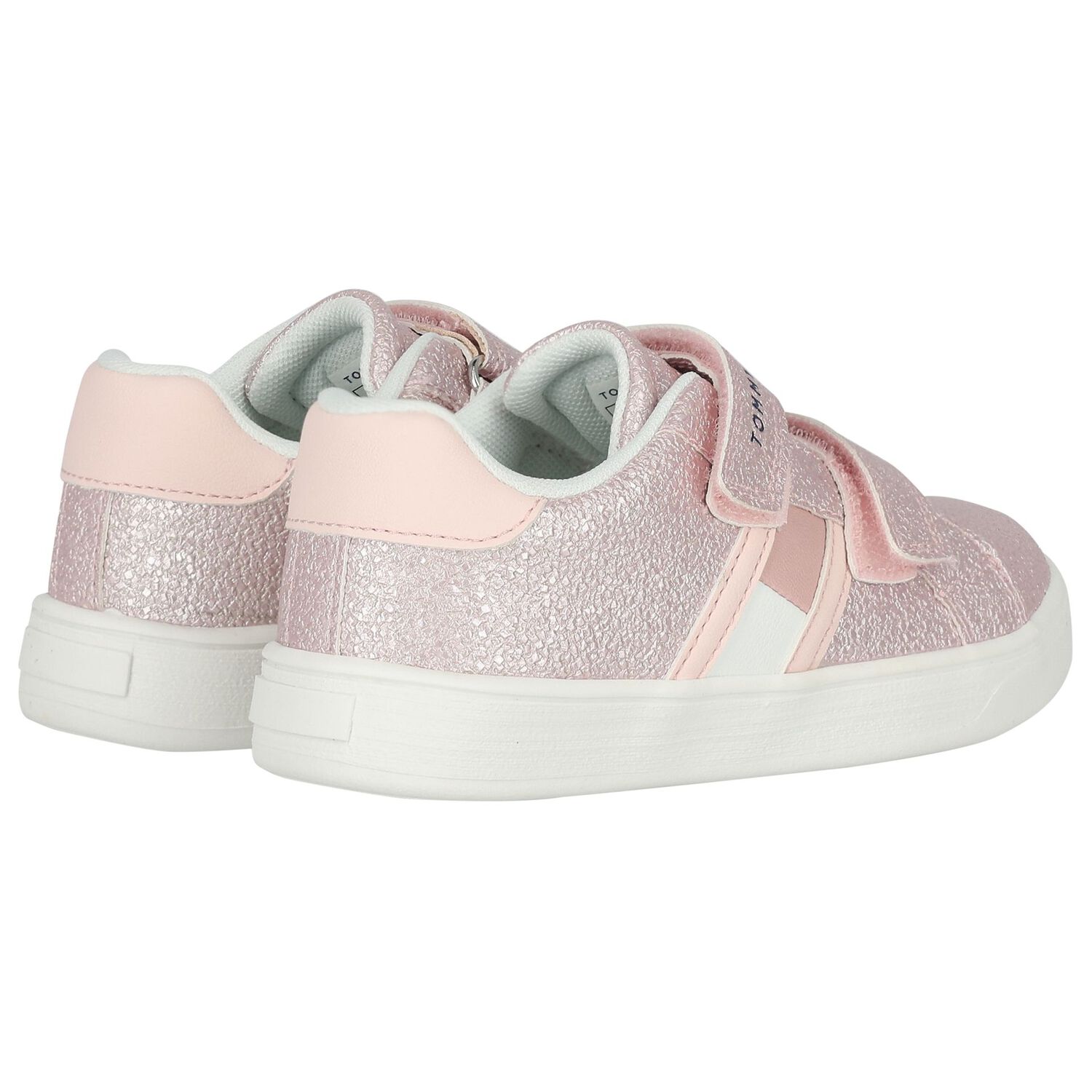 Girls Pink Glitter Leather Trainers, 1, hi-res
