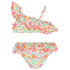 Girls White & Pink Floral Bikini, 1, hi-res