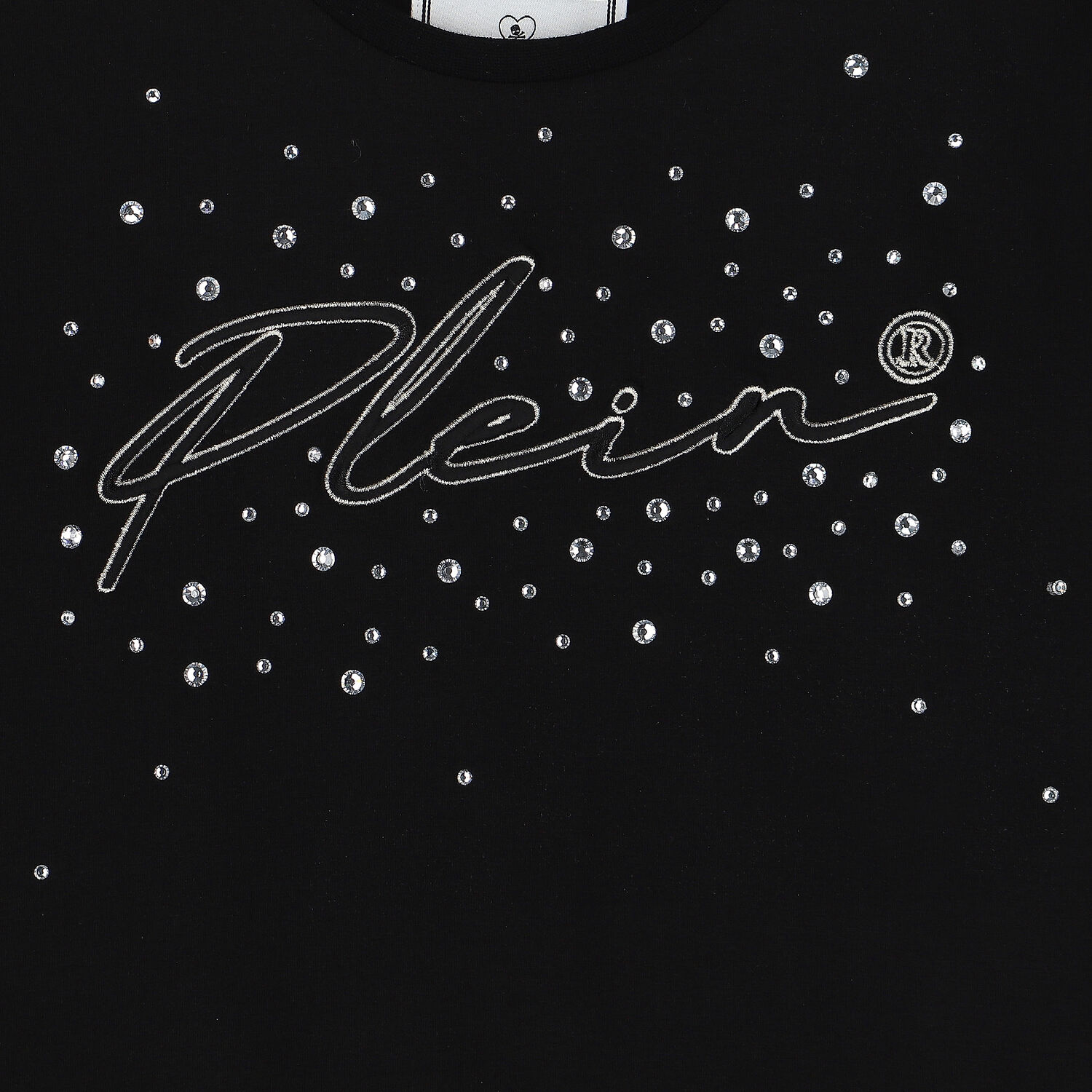 فستان بشعار الماس باللون الاسود, 1, hi-res