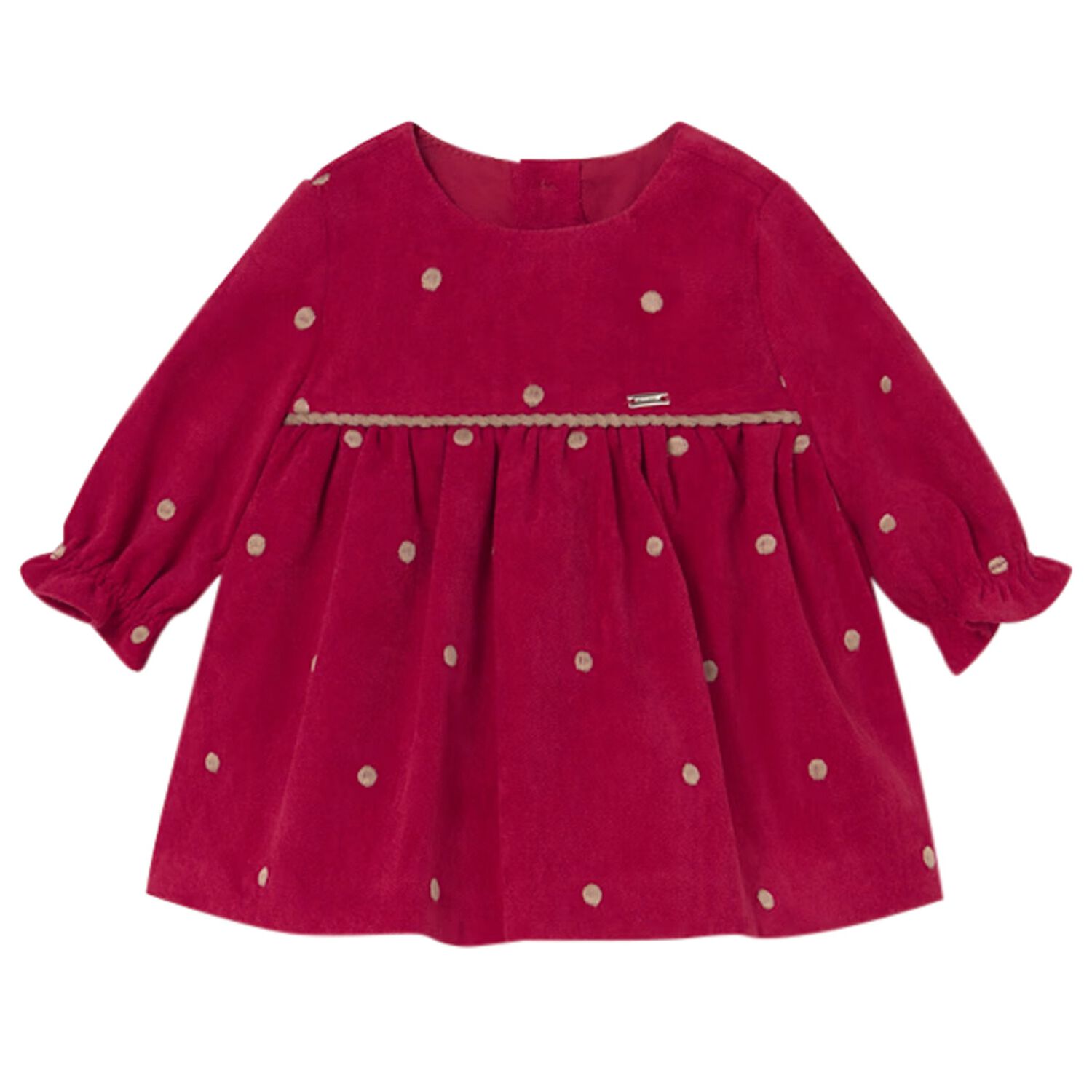 Baby Girls Red Polka Dots Dress, 1, hi-res