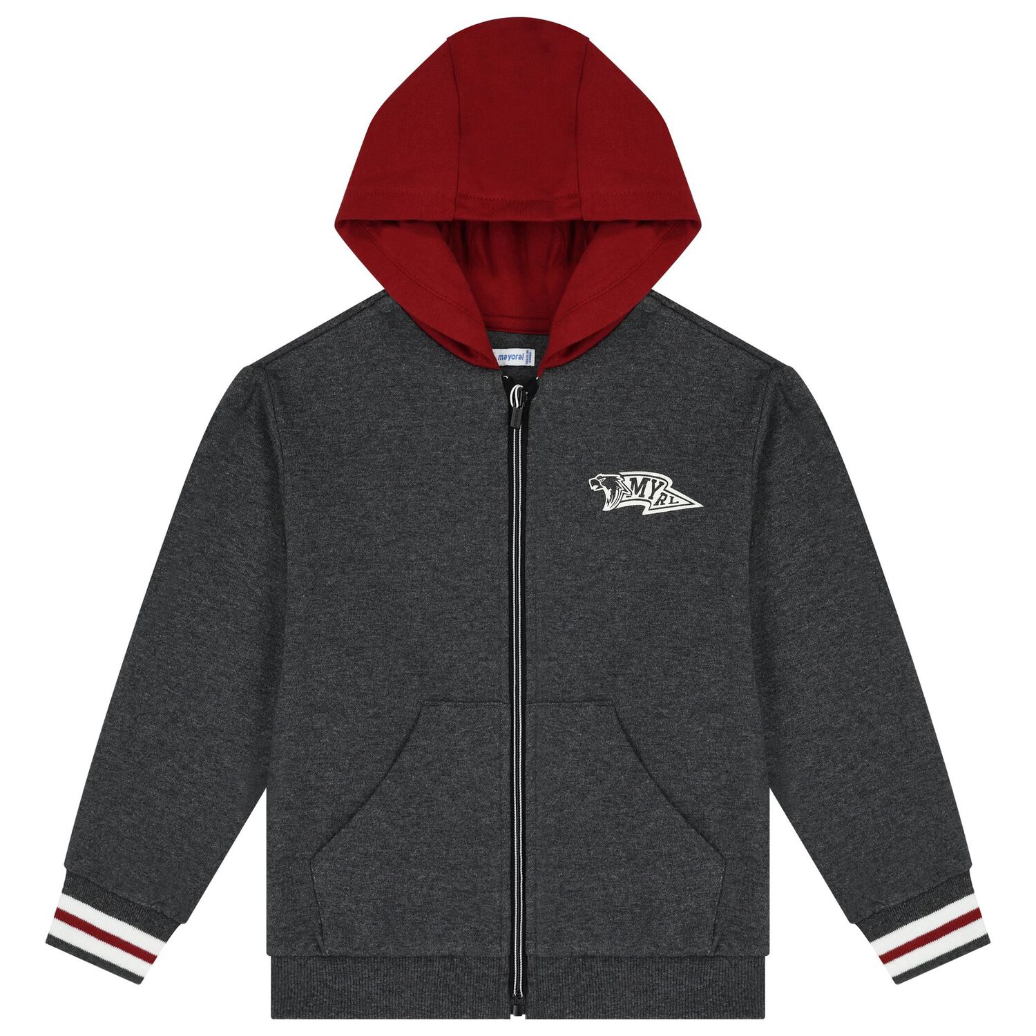 بدلة رياضية أولاد 3 قطع باللون الابيض والرمادي والأحمر , 1, hi-res