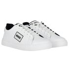 White Logo Leather Trainers, 1, hi-res