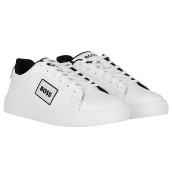 White Logo Leather Trainers
