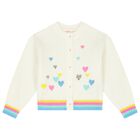 Girls Ivory Embroidered Sequin Knitted Cardigan, 1, hi-res