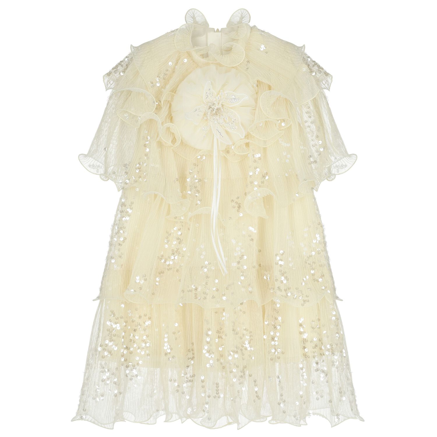 Girls Ivory Sequin Dress, 1, hi-res