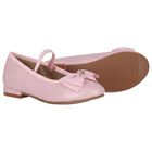 Girls Pink Bow Leather Shoes, 1, hi-res