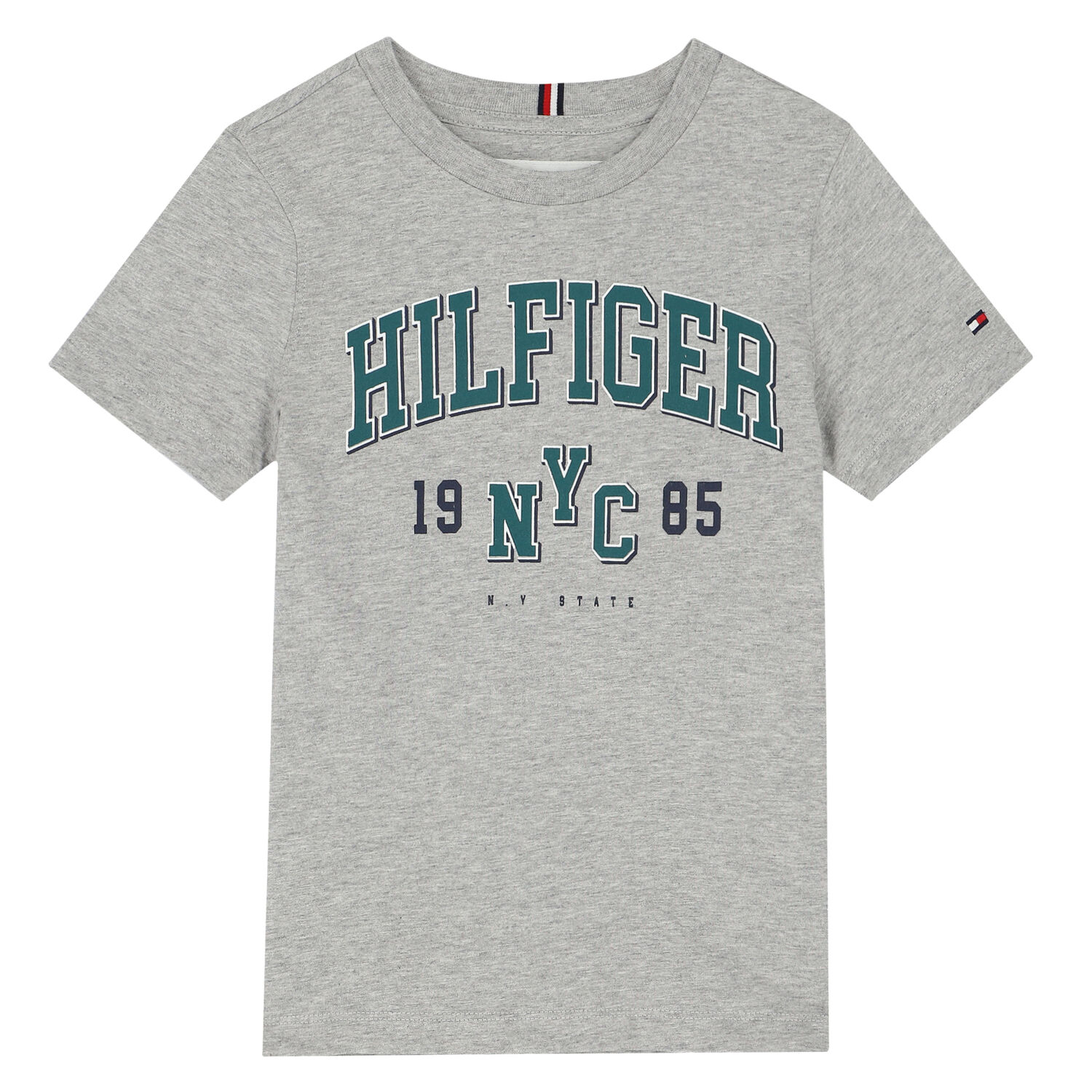 تيشيرت بالشعار باللون الرمادي للأولاد, 1, hi-res image number null