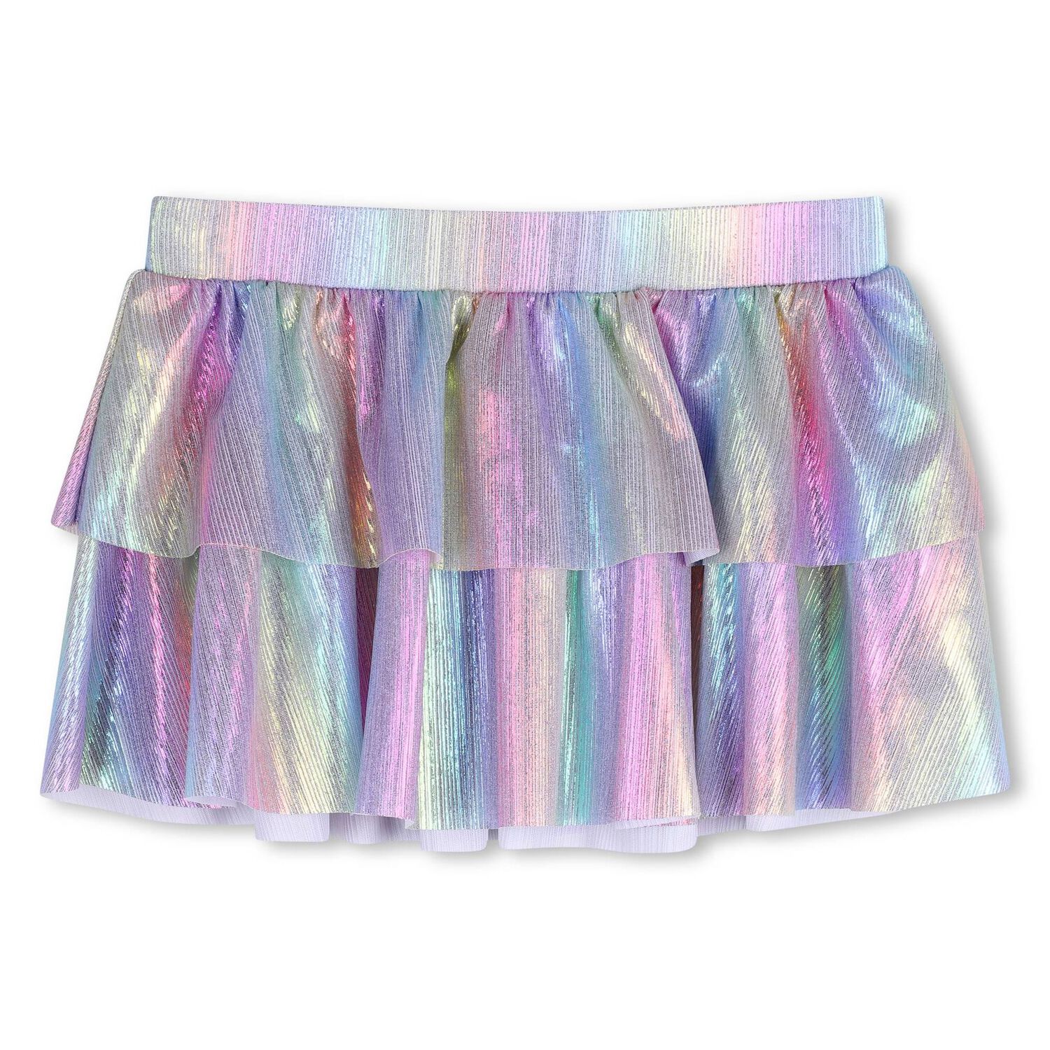 Girls Iridescent Rainbow Ruffled Skirt, 1, hi-res