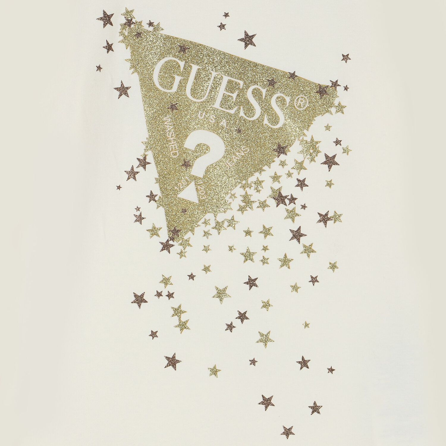 توب بنات بأكمام بالشعار باللون العاجى, 1, hi-res